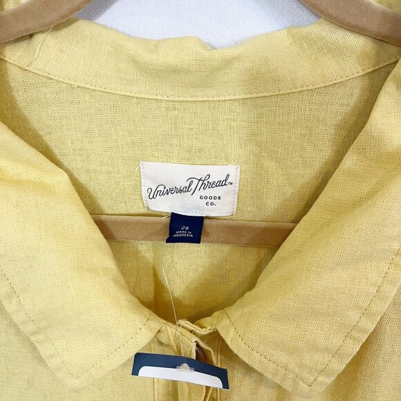 NEW Universal Thread Yellow Linen Utility Jumpsuit Tie Waist - Size 28 - Picture 7 of 9